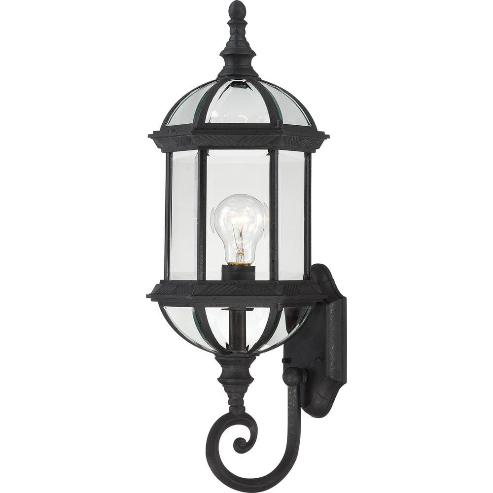 Textured Black Metal Traditional Outdoor Wall Lantern