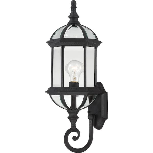 SATCO 1-Light Textured Black Outdoor Wall Lantern Sconce