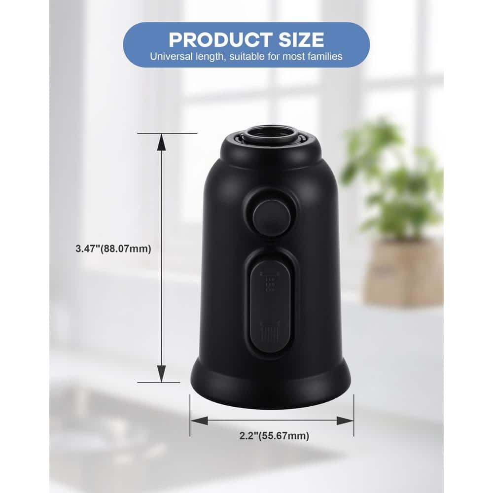 Matte Black 3-Function Kitchen Faucet Spray Head with Adapters