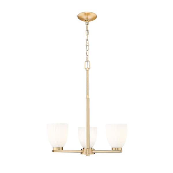 Naya 3 light Modern Gold Chandelier for Indoor Use with No Bulbs Included