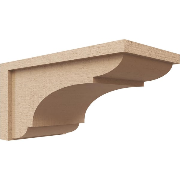 Ekena Millwork 8 in. x 8 in. x 16 in. Wide Bryant Rough Cedar Woodgrain TimberThane Corbel, Primed Tan