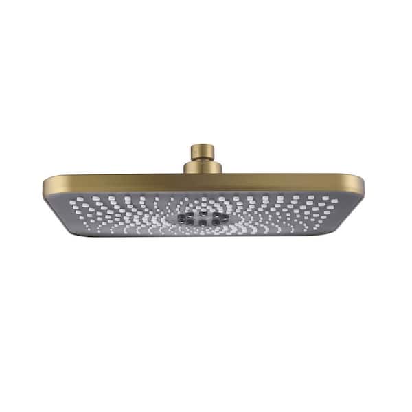 Flynama 1-Spray Pattern 11 in. W. x 7.5 in. Wall Mount Fixed Shower Head in Brushed Gold