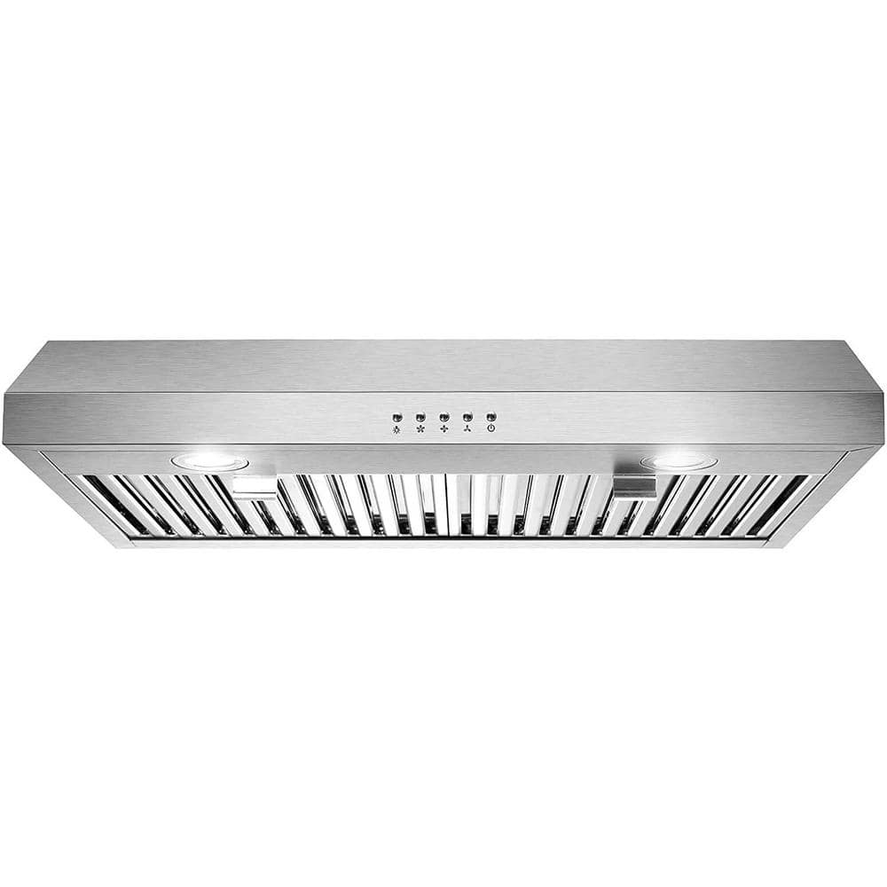 30 in. Ducted Kitchen Under Cabinet Range Hood in Silver with 3-Speed 600 CFM Vent, LEDs