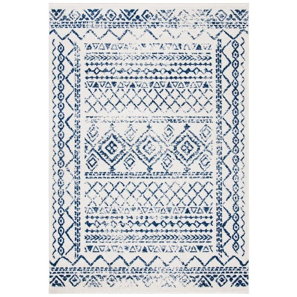 SAFAVIEH Tulum Ivory/Navy 4 ft. x 6 ft. Border Area Rug