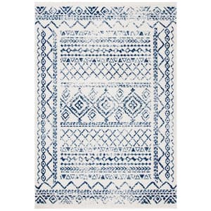 Tulum Ivory/Navy 9 ft. x 12 ft. Border Area Rug