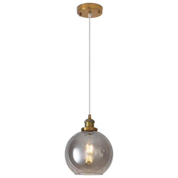 1 Light Gray Modern Globe Single Pendant Lighting With Glass Shade,No Bulbs Included