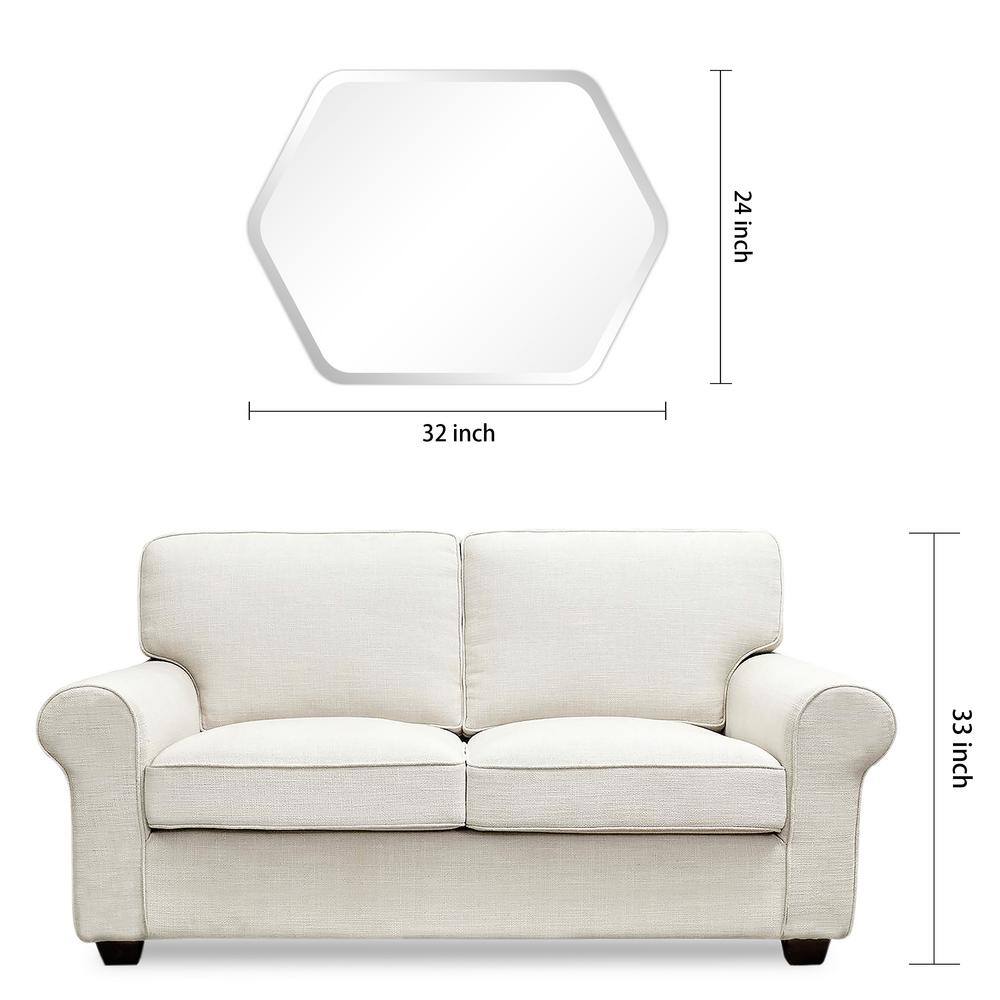 Frameless Beveled Hexagonal Bathroom Wall Mirror 24" x 32"