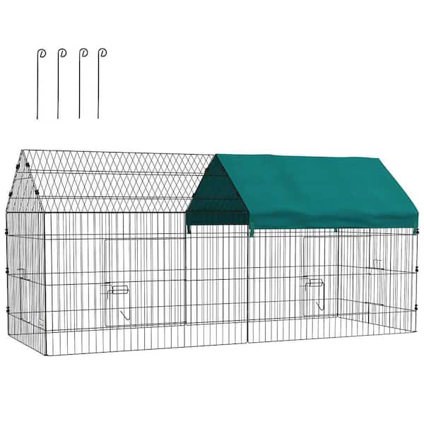 .N/A 40.5 in. Metal Garden Fence Small Animal Playpen with Roof for Indoor & Outdoor Use, Green
