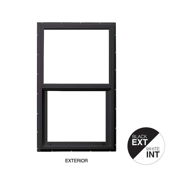 Ply Gem 35.5 in. x 59.5 in. Select Series Single Hung Vinyl Black Window with White Int, HPSC Glass, and Screen