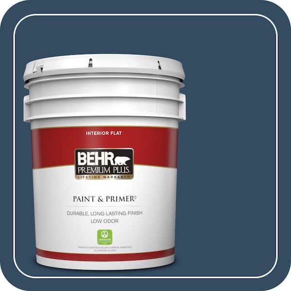 BEHR PREMIUM PLUS 5 gal. #570D-7 Nocturnal Sea Flat Low Odor Interior Paint & Primer