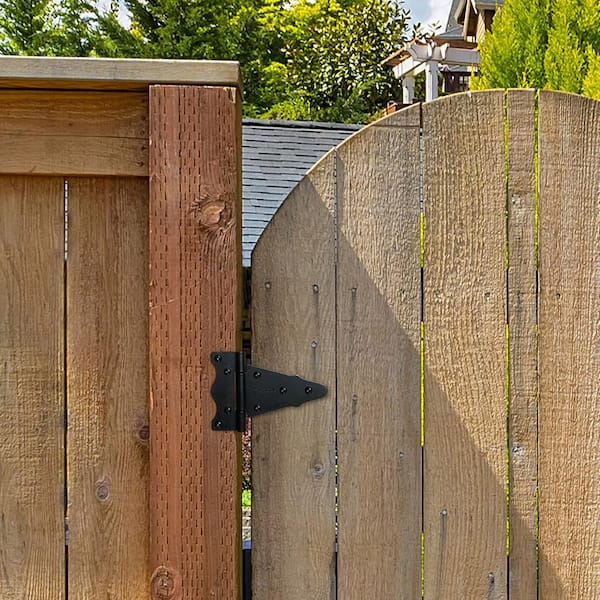 6 in. x 6 in. Black Galvanized Steel Tee Hinge (2-Pack)