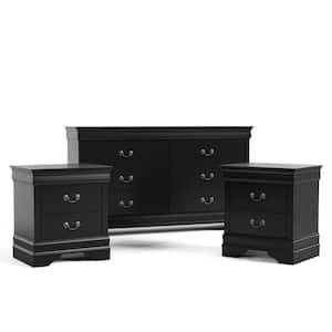 Burkhart Black 2 Drawer 21.63 in. W Set of 2 Nightstand and Dresser