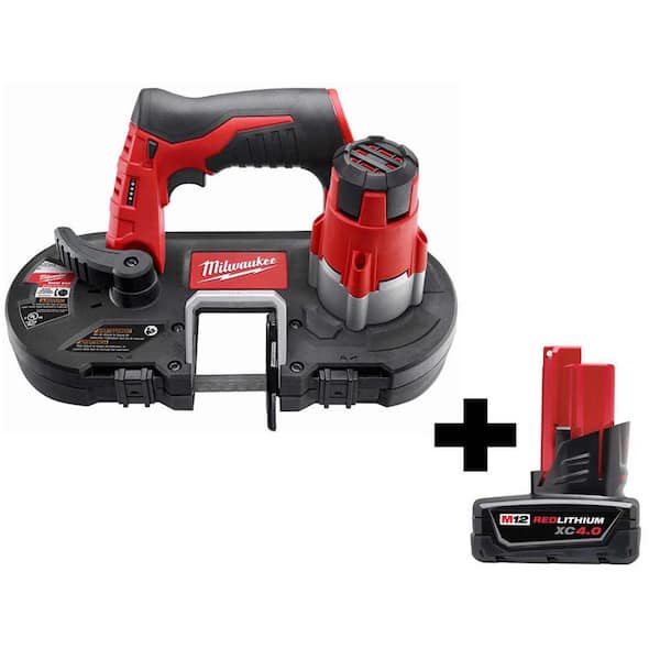 Milwaukee M12 12V Lithium-Ion Cordless Sub-Compact Band Saw with 4.0 Ah M12 Battery