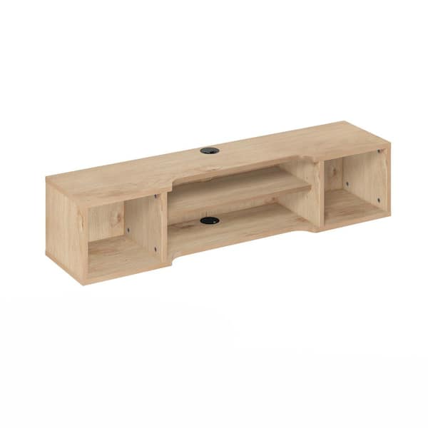 Furinno Indo 47.2 in. Marcy Oak Floating Hutch TV Stand Fits TVs Up to 50 in. with Wall Mount Feature