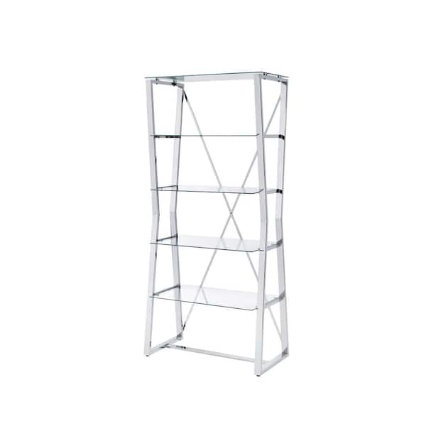 Furniture of America Hensley 70 in. Chrome Steel 5-Shelf Modern Bookcase