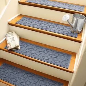 Aqua Shield Elipse Bluestone 8.5 in. x 30 in. PET Polyester Indoor Outdoor Stair Tread Cover (Set of 4)