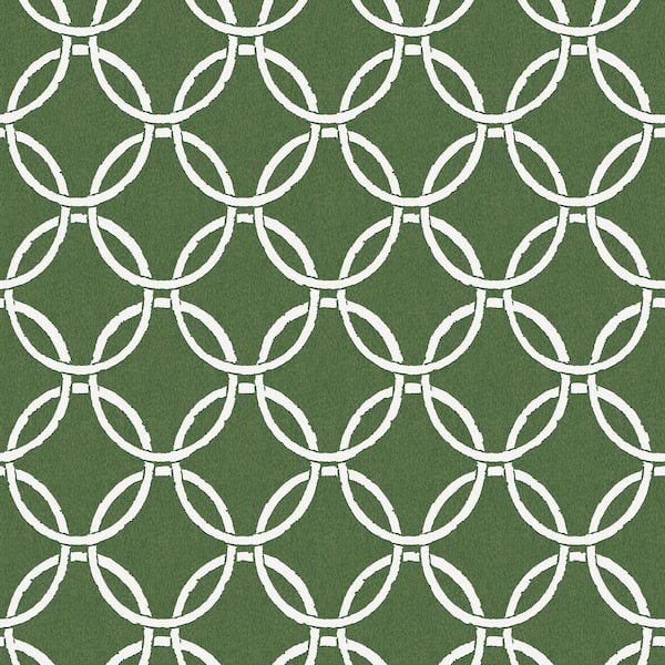 Chesapeake Quelala Green Ring Ogee Wallpaper Sample
