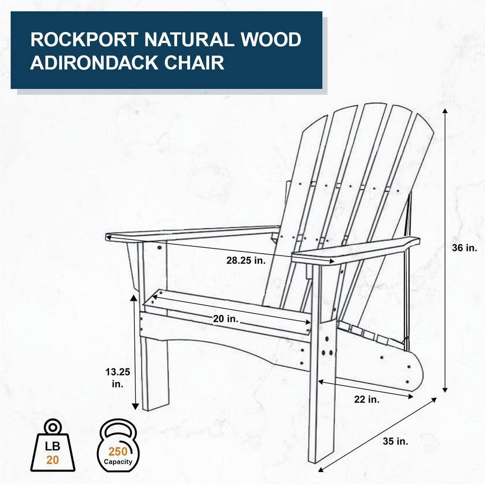 Natural Cedar Wood Adirondack Outdoor Chair with Wide Arms