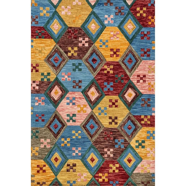 RUGS USA Multi Terai Wool Multicolor 4 ft. x 6 ft. Indoor/Outdoor Patio Rug