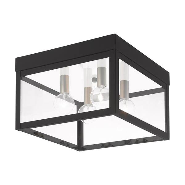 Livex Lighting Nyack 4-Light Black Outdoor Ceiling Flush Mount