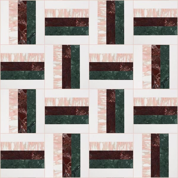 Ivy Hill Tile Elizabeth Sutton Bow Passion 12 in. x 12 in. Polished Marble Floor and Wall Mosaic Tile (1 sq. ft. / Sheet)