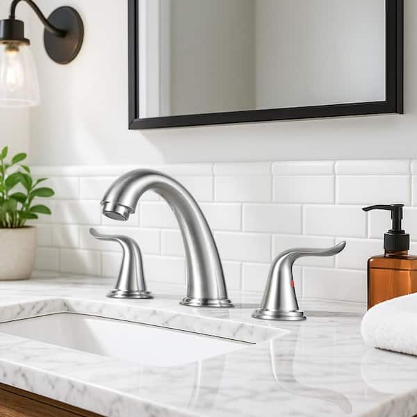 8 in. Widespread Double Handle Bathroom Faucet with Pop-Up Drain in Brushed Nickel