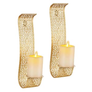 Gold Farmhouse Candle Sconce for Fireplace Kitchen Dining Room Decoration (Set of 2)
