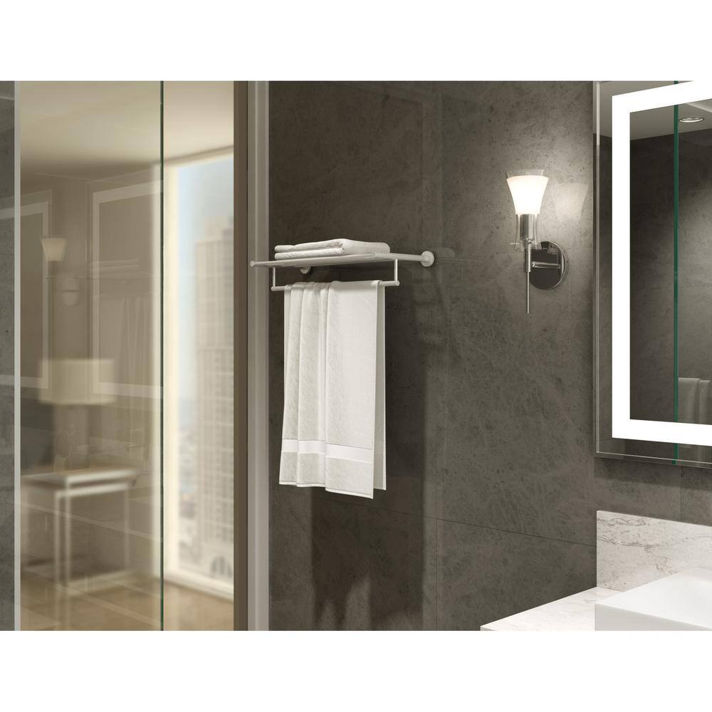 Dia 22 Inch Satin Nickel Wall-Mounted Towel Shelf with Bar
