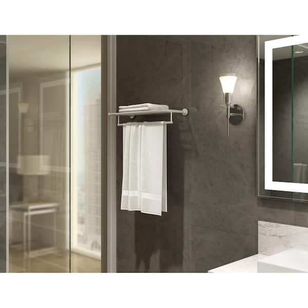 Dia 22 in. Wall Mounted Towel Bar with Shelf in Satin Nickel