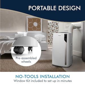 7,200 BTU Portable Air Conditioner Cools 550 Sq. Ft. with Heater, Wi-Fi and Eco Real Feel in White