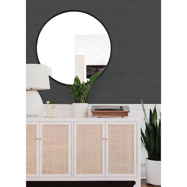 Mr. Kate Stella Grasscloth Textured Vinyl Black Peel and Stick Wallpaper