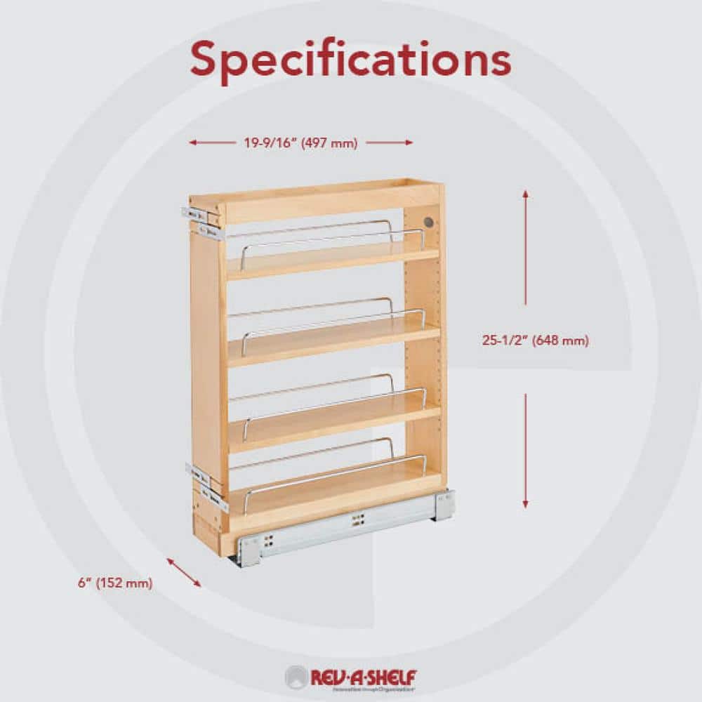 Maple Wood Soft-Close Pull-Out Cabinet Organizer