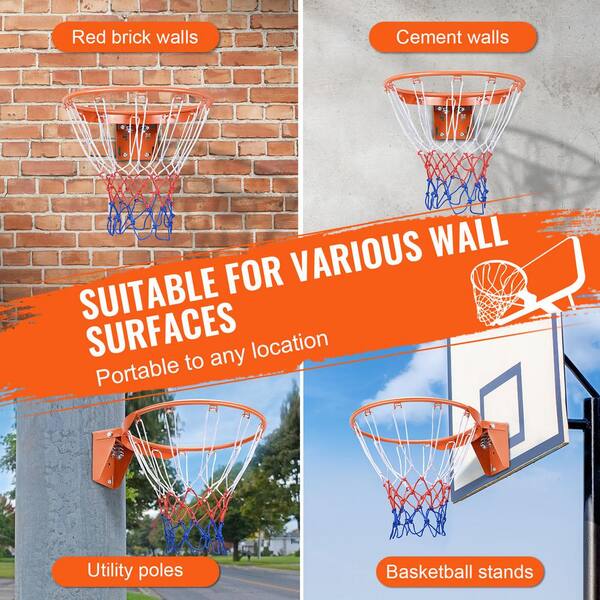 Heavy Duty 18-Inch Basketball Rim Replacement - Perfect For Indoor & Outdoor Hoops With Anti-Whip Net