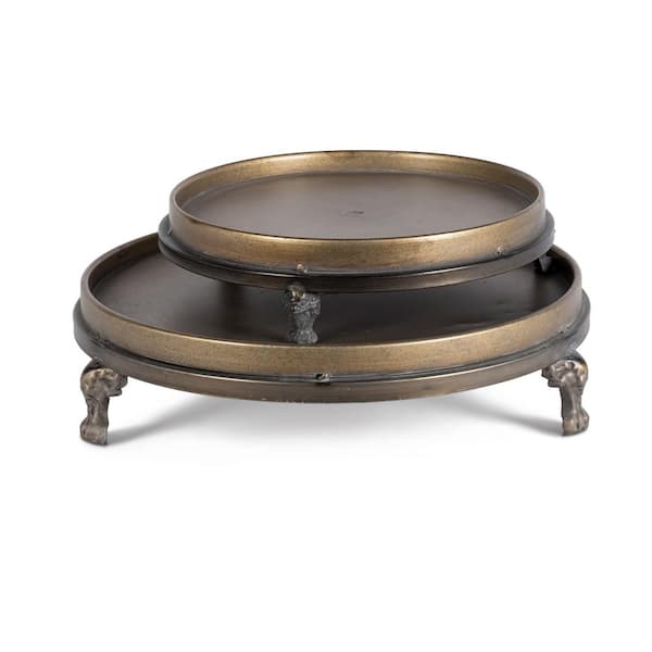 Lone Elm Studios 16.34 in. D Bronze Round Metal Trays Large Measures (Set of 2)