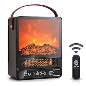 1500-Watt Electric Fireplace Tabletop Portable Space Heater Infrared Space Heater with 3D Flame Effect & 2 Heat Settings