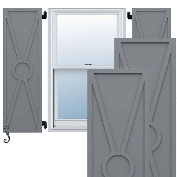 Ekena Millwork EnduraCore Santa Fe Modern Style 15-in W x 31-in H Raised Panel Composite Shutters Pair in Ocean Swell