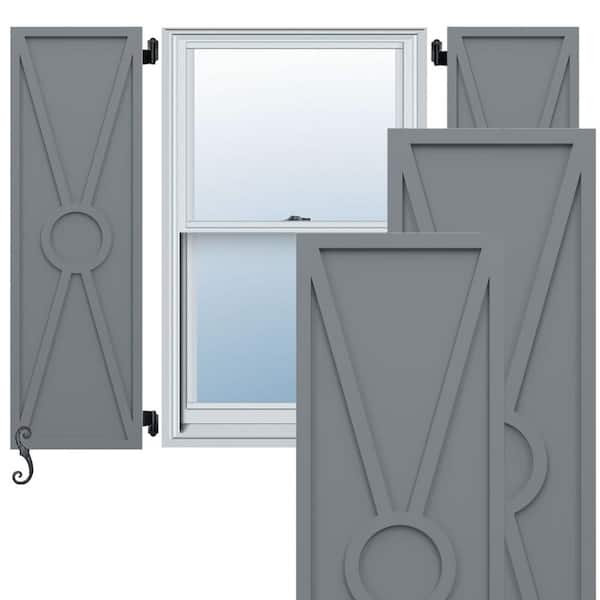 Ekena Millwork EnduraCore Santa Fe Modern Style 18 in. W x 67 in. H Raised Panel Composite Shutters Pair in Ocean Swell
