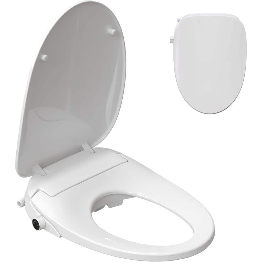 White Elongated Electric Heated Bidet Toilet Seat with Night Light