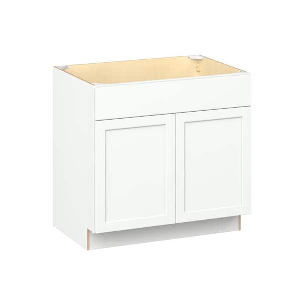 Emerson Pure White Base Sink Base with 2-Door Ready to Assemble Kitchen Cabinet (36 in. W x 34.5 in. H x 24-in. D)
