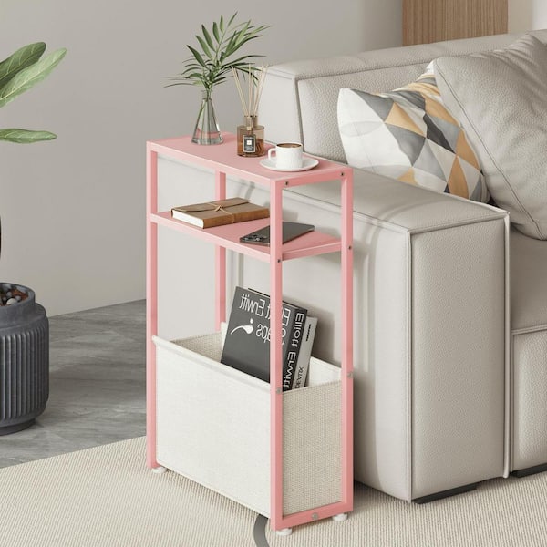 Pink 15.7 in. x 25.5 in. Wood Freestanding Magazine Rack