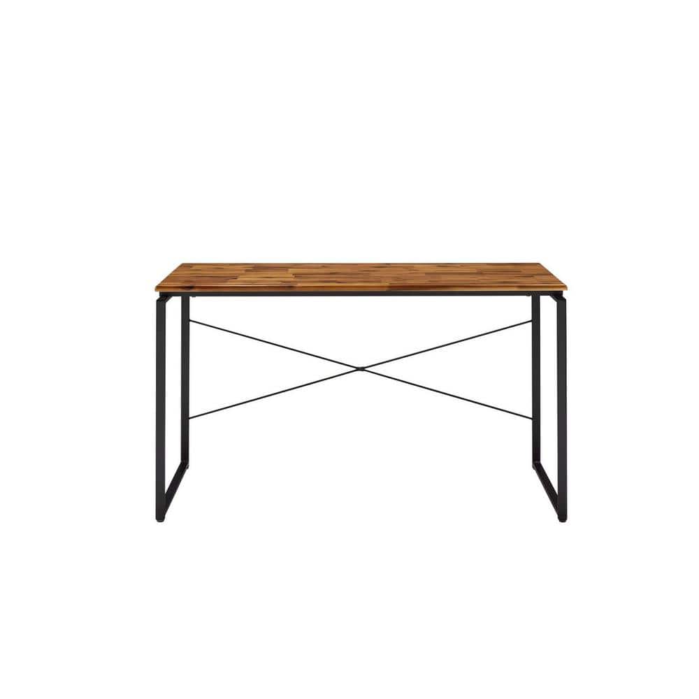 Siavonce 22 in. W Rectangular Oak & Black Color Wood Writing Desk with Metal Open Frame DJY