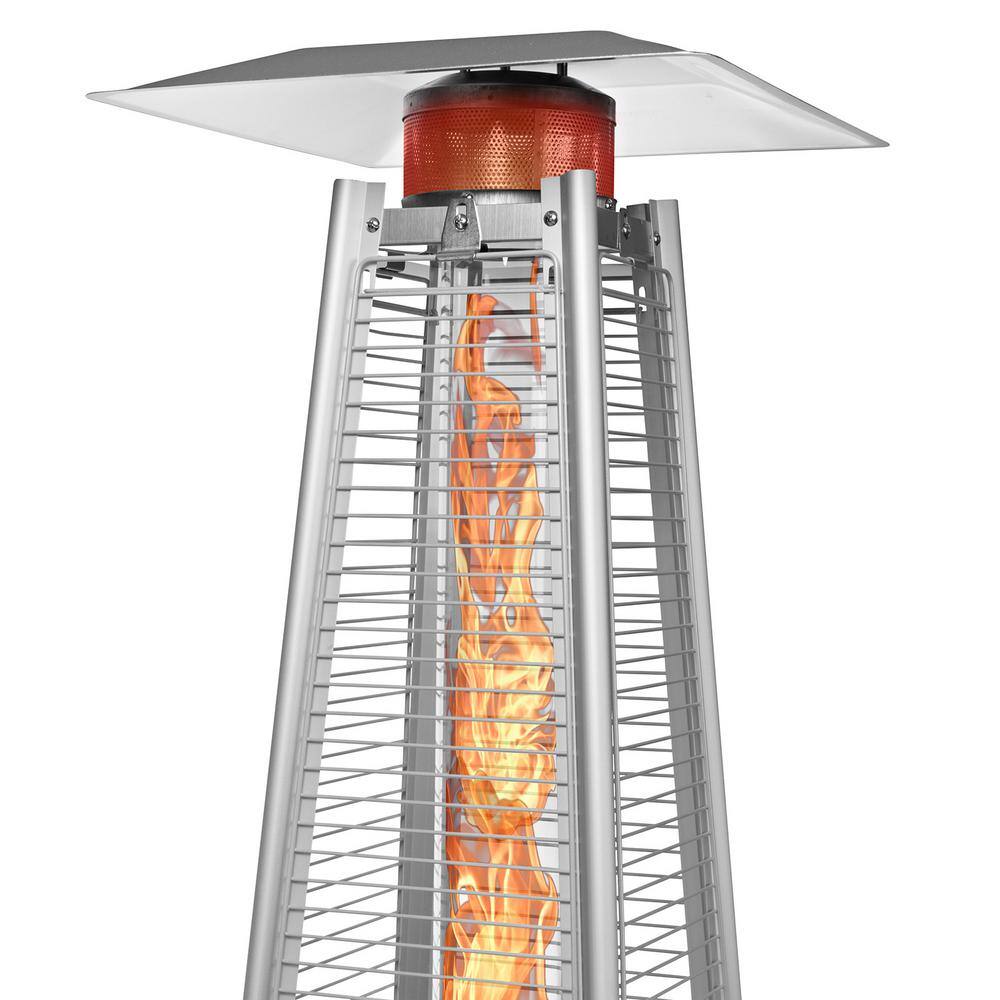 Black Metal Propane Standing Patio Heater with Emergency Shut Off