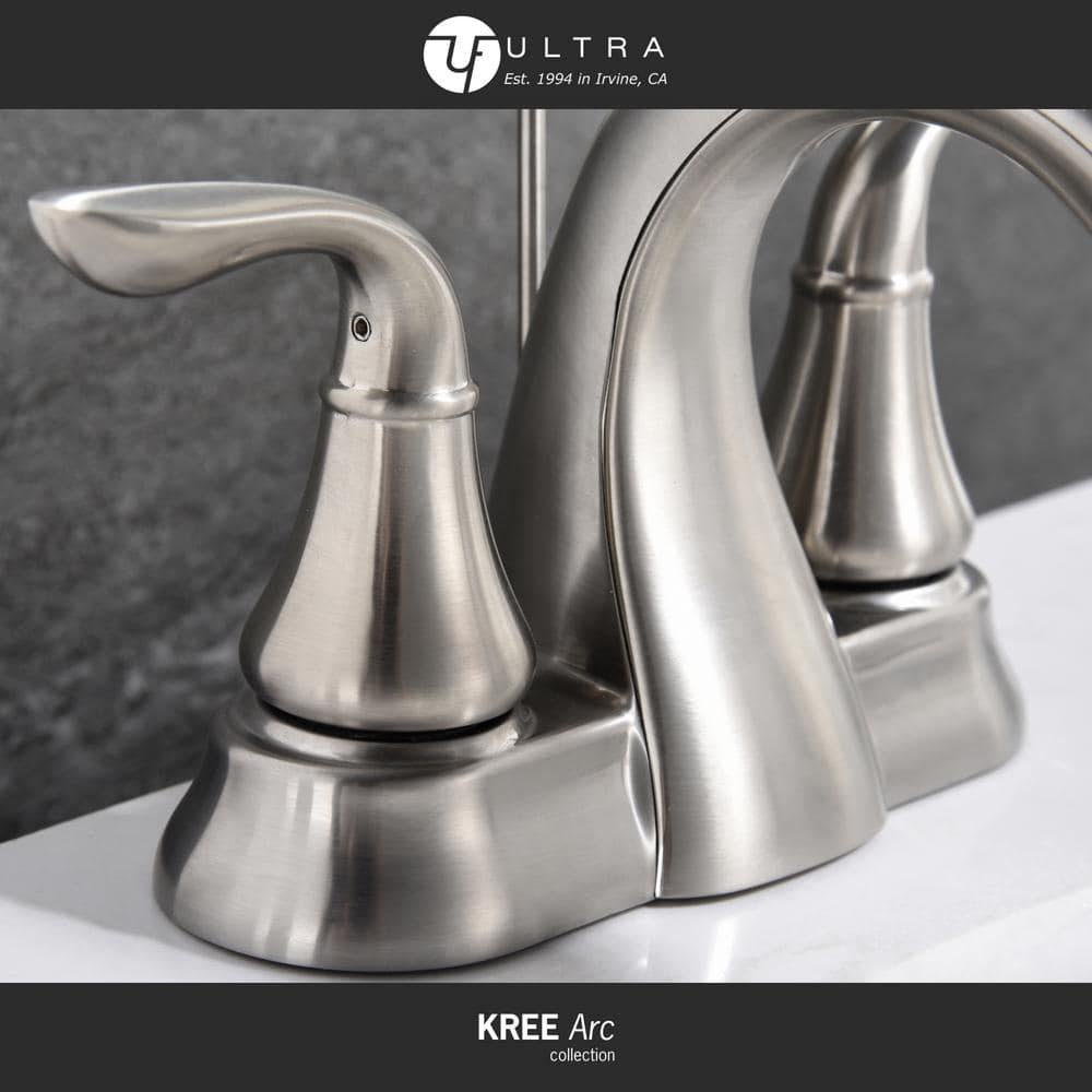 Brushed Nickel Double Handle Centerset Bathroom Faucet