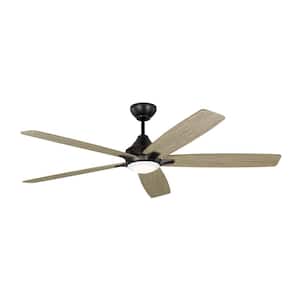 Lowden Smart 60 in. LED Indoor/Outdoor Aged Pewter Ceiling Fan with Light Kit, Remote Control and Reversible Motor