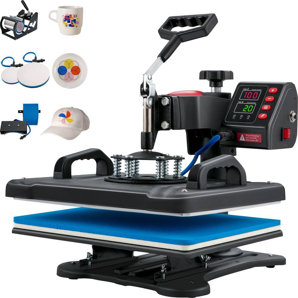 VEVOR 5-in-1 Black and Blue Vinyl Heat Press Machine