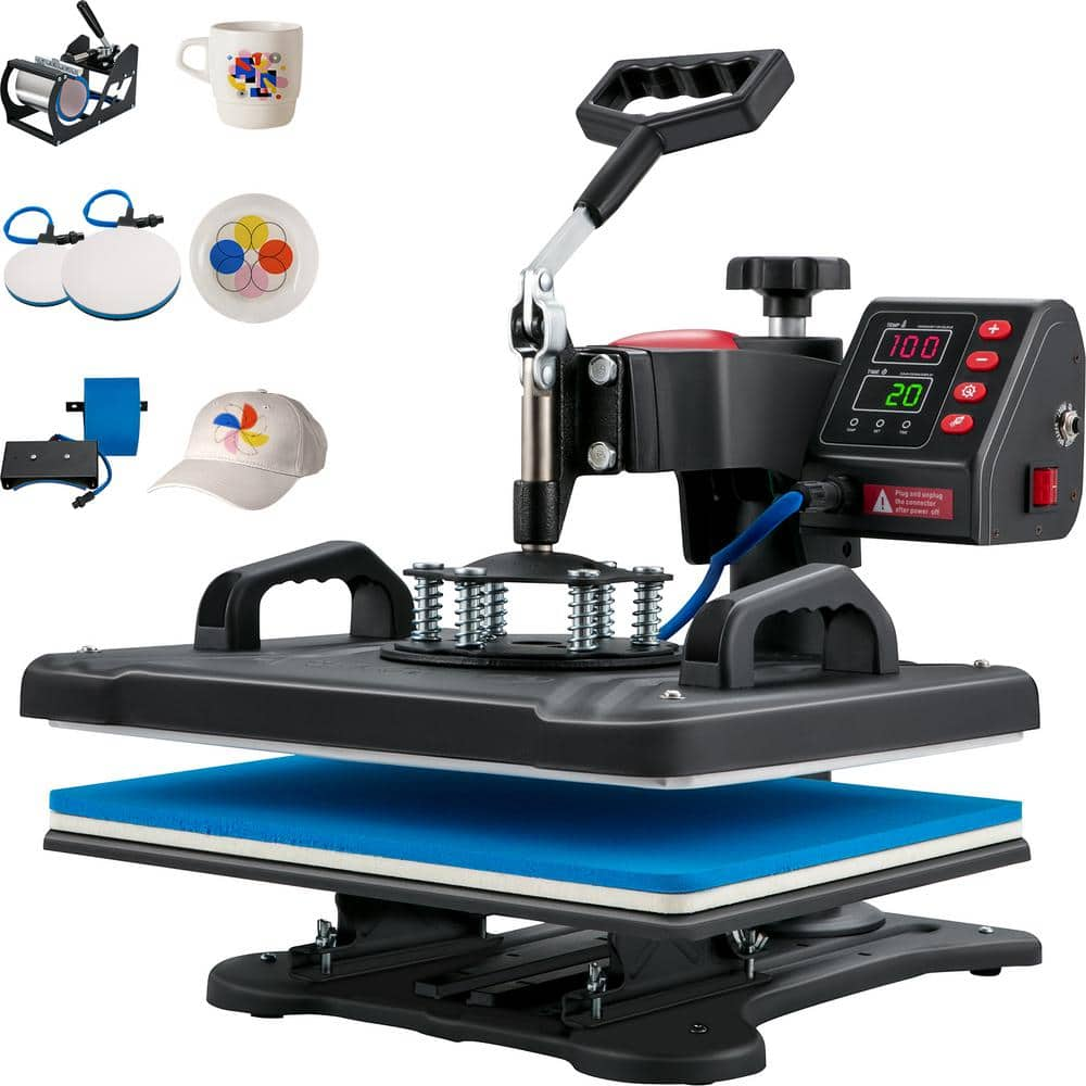 VEVOR Heat Press 5 in 1 Heat Press Machine 12x15 Clamshell Sublimation Transfer Printer 900W Vinyl Heat Press