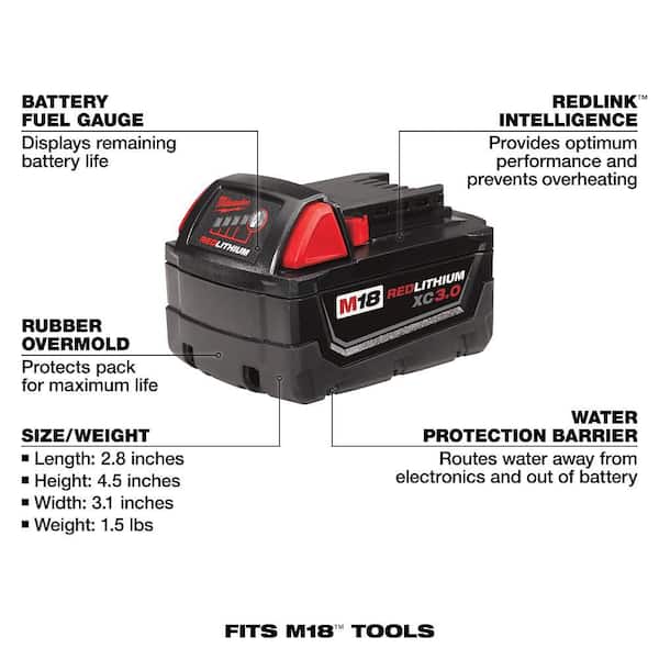 Milwaukee - M18 18-Volt Lithium-Ion XC Extended Capacity Battery Pack 3.0Ah (2-Pack)