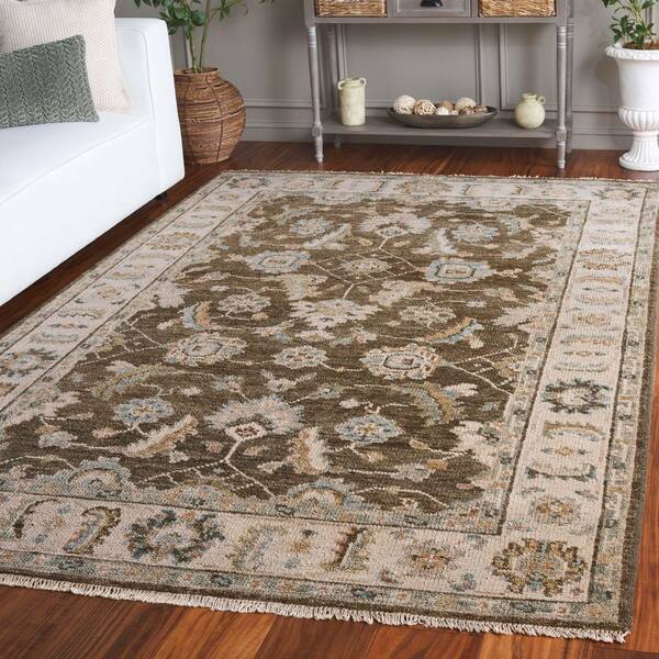 Samarkand 6 ft. x 9 ft. Beige/Brown Floral Oriental Area Rug