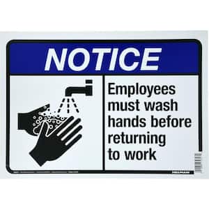 10 in. x 14 in. Aluminum Employees Must Wash Hands Notice Sign