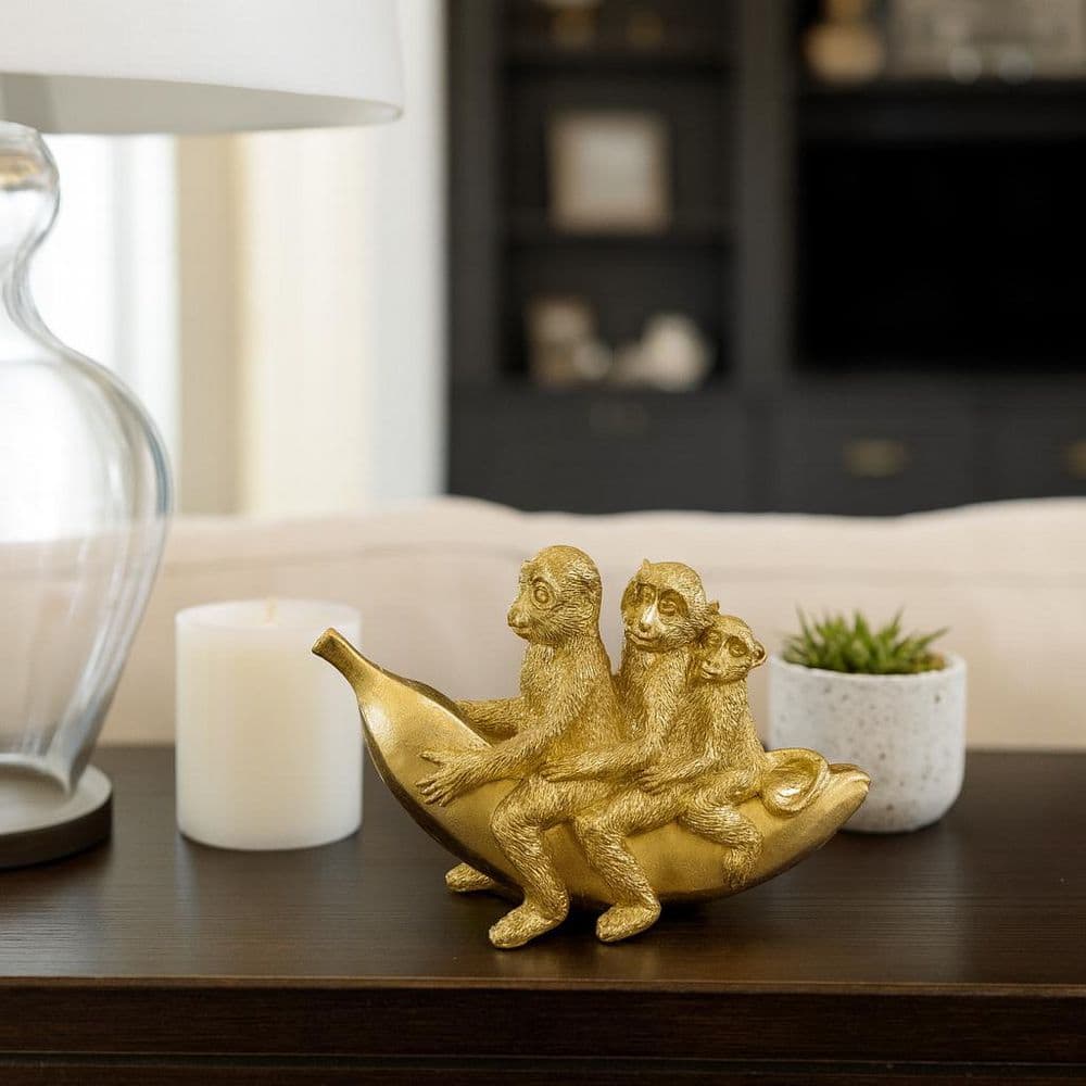 Liv & Skye Gold 8 in. x 5 in. Resin Novelty Three Monkeys On Liv & Skye Gold 8 in. x 5 in. Resin Novelty Three Monkeys On